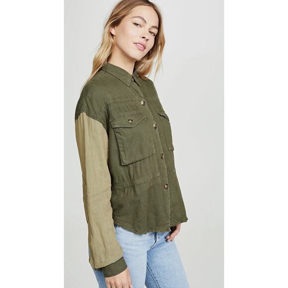 Free People DAY DRIFTER Utility Cargo Button Down Shirt Top Green M NWOT $128 - Picture 6 of 11